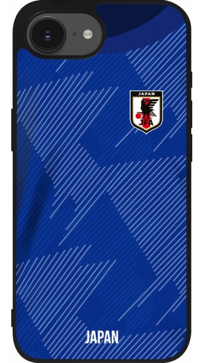 Coque iPhone 17e / 16e - Silicone rigide noir Maillot de football Japon 2022 personnalisable