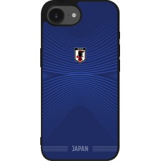 Coque iPhone 17e / 16e - Silicone rigide noir Maillot de football Japon 2026 personnalisable
