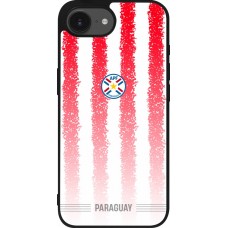 Coque iPhone 17e / 16e - Silicone rigide noir Maillot de football Paraguay 2026 personnalisable