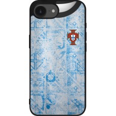 Coque iPhone 17e / 16e - Silicone rigide noir Maillot de football Portugal Extérieur personnalisable