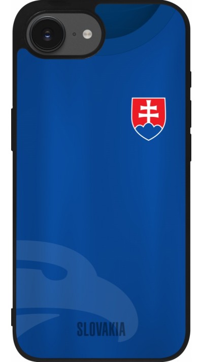 Coque iPhone 17e / 16e - Silicone rigide noir Maillot de football Slovaquie