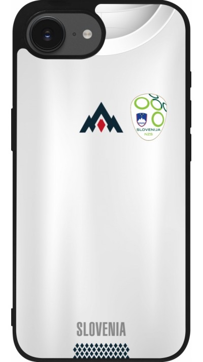 Coque iPhone 17e / 16e - Silicone rigide noir Maillot de football Slovénie