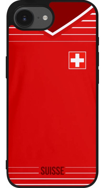 Coque iPhone 17e / 16e - Silicone rigide noir Football shirt Switzerland 2022