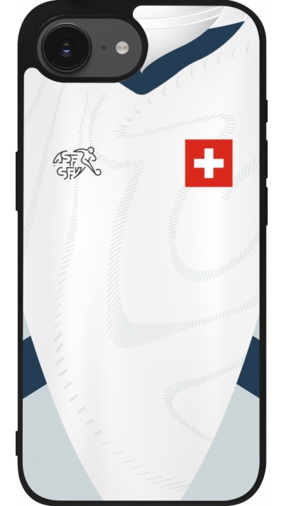 iPhone 16e Case Hülle - Silikon schwarz Schweiz Away personalisierbares Fussballtrikot