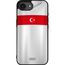Coque iPhone 17e / 16e - Silicone rigide noir Maillot de football Turquie personnalisable