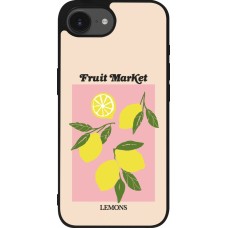 Coque iPhone 17e / 16e - Silicone rigide noir Fruit market lemons 2026