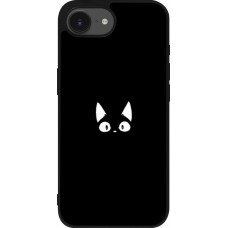 Coque iPhone 17e / 16e - Silicone rigide noir Funny cat on black