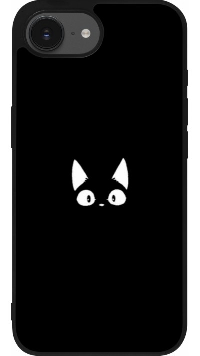 Coque iPhone 17e / 16e - Silicone rigide noir Funny cat on black