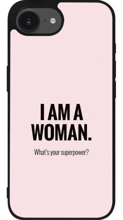 Coque iPhone 17e / 16e - Silicone rigide noir I am a woman