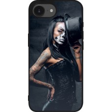 iPhone 16e Case Hülle - Silikon schwarz Halloween 22 Tattooed Girl