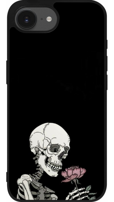 Coque iPhone 17e / 16e - Silicone rigide noir Halloween 2023 rose and skeleton