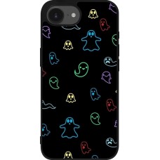 iPhone 16e Case Hülle - Silikon schwarz Halloween 2024 colorful ghosts
