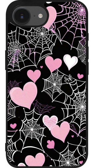 Coque iPhone 17e / 16e - Silicone rigide noir Halloween 2024 girly