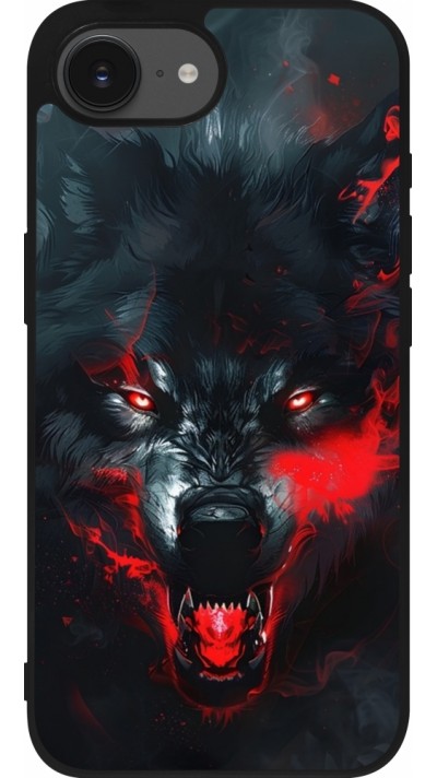 Coque iPhone 17e / 16e - Silicone rigide noir Halloween 2024 mad werewolf