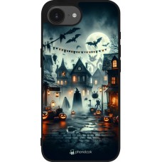 Coque iPhone 17e / 16e - Silicone rigide noir Halloween Spookville