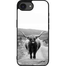 Coque iPhone 17e / 16e - Silicone rigide noir Highland cattle