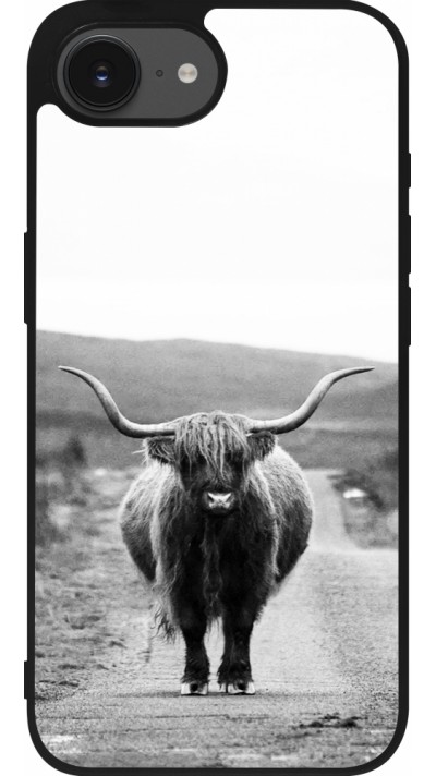 Coque iPhone 17e / 16e - Silicone rigide noir Highland cattle
