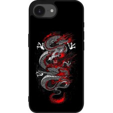 Coque iPhone 17e / 16e - Silicone rigide noir Japanese style Dragon Tattoo Red Black