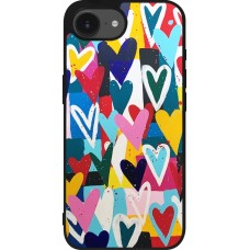 Coque iPhone 17e / 16e - Silicone rigide noir Joyful Hearts