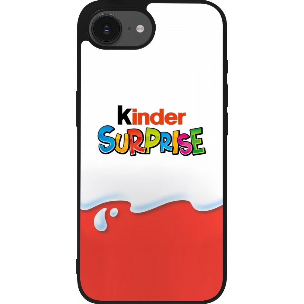 Coque iPhone 16e - Silicone rigide noir Kinder Surprise