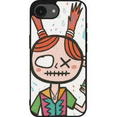 Coque iPhone 17e / 16e - Silicone rigide noir Little Girl Sketch