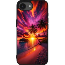 Coque iPhone 17e / 16e - Silicone rigide noir Maldives Dusk Bliss