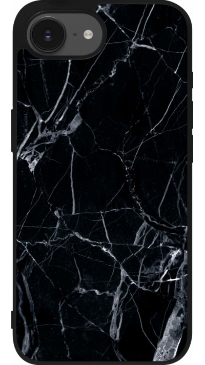 Coque iPhone 17e / 16e - Silicone rigide noir Marble Black 01