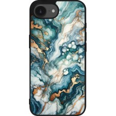 Coque iPhone 17e / 16e - Silicone rigide noir Marbre Vert Bleu Doré