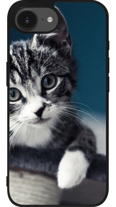 Coque iPhone 17e / 16e - Silicone rigide noir Meow 23