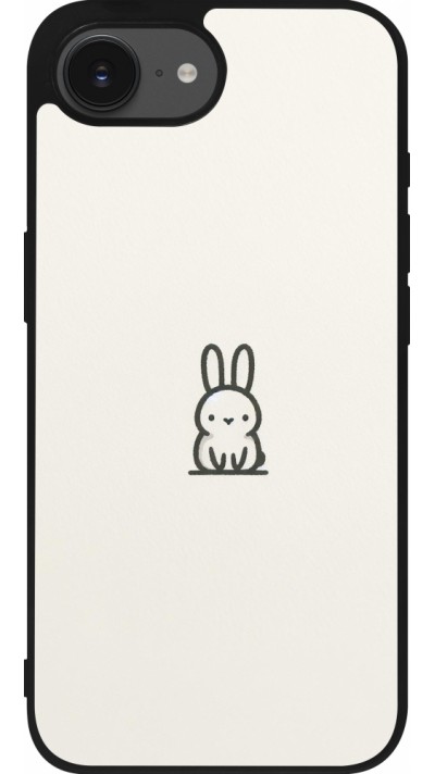 Coque iPhone 17e / 16e - Silicone rigide noir Minimal bunny cutie