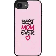 Coque iPhone 17e / 16e - Silicone rigide noir Mom 2023 best Mom ever pink