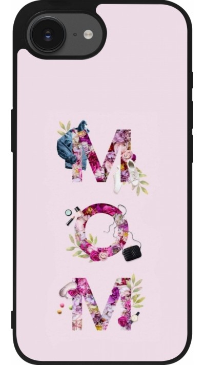 Coque iPhone 17e / 16e - Silicone rigide noir Mom 2024 girly mom
