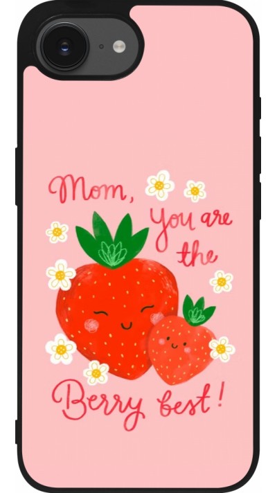 Coque iPhone 17e / 16e - Silicone rigide noir Mom 2026 Berry best