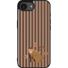 Coque iPhone 16e - Silicone rigide noir Monkey with stripes