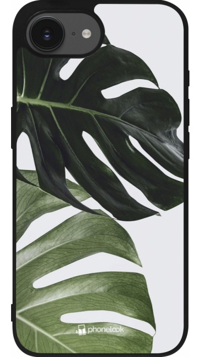 Coque iPhone 17e / 16e - Silicone rigide noir Monstera Plant