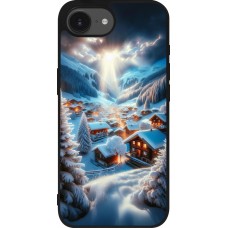 Coque iPhone 17e / 16e - Silicone rigide noir Mont Neige Lumière