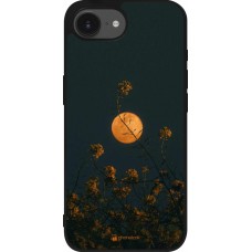 Coque iPhone 17e / 16e - Silicone rigide noir Moon Flowers