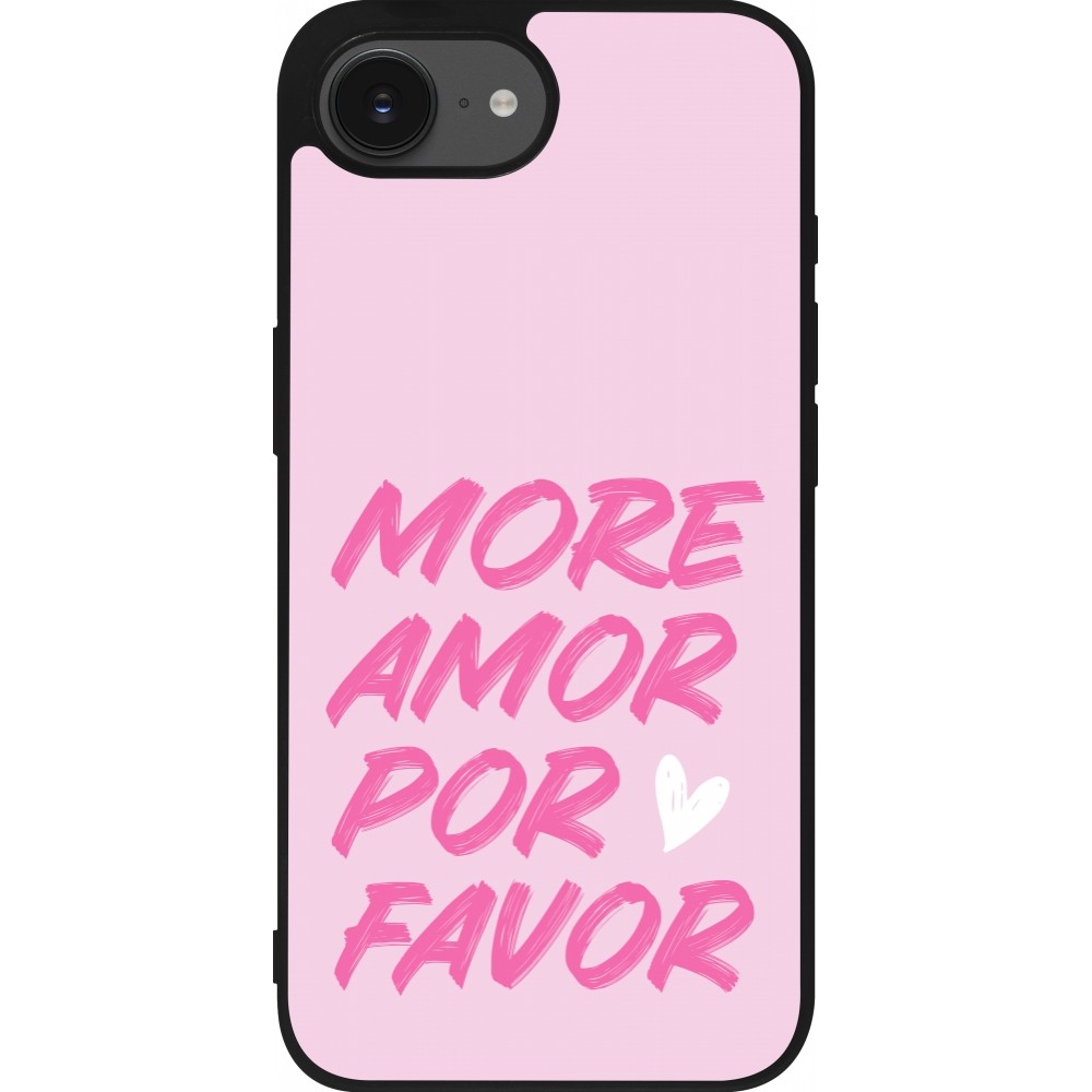 iPhone 16e Case Hülle - Silikon schwarz More amor porfavor