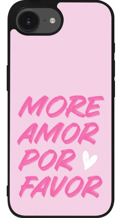 Coque iPhone 16e - Silicone rigide noir More amor porfavor