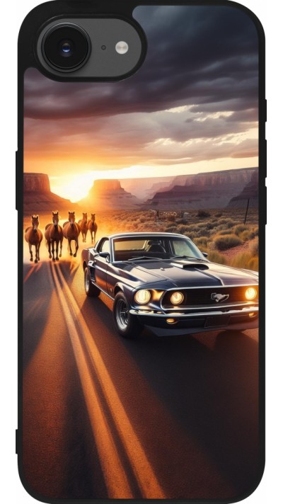 Coque iPhone 16e - Silicone rigide noir Mustang 69 Grand Canyon