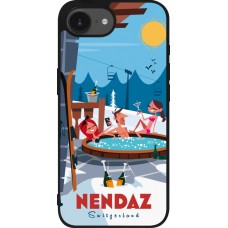 Coque iPhone 17e / 16e - Silicone rigide noir Nendaz Mountain Jacuzzi
