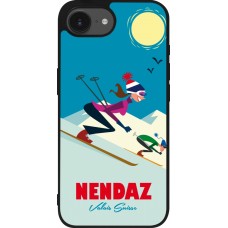 Coque iPhone 17e / 16e - Silicone rigide noir Nendaz Ski Downhill