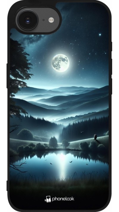 Coque iPhone 16e - Silicone rigide noir Night Sky View