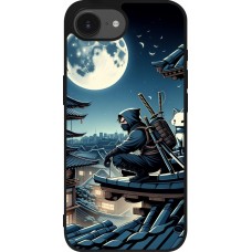Coque iPhone 17e / 16e - Silicone rigide noir Ninja sous la lune
