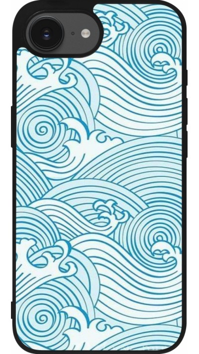 Coque iPhone 16e - Silicone rigide noir Ocean Waves