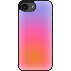 Coque iPhone 17e / 16e - Silicone rigide noir Orange Pink Blue Gradient