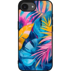 Coque iPhone 17e / 16e - Silicone rigide noir Palms Blue