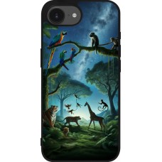 Coque iPhone 17e / 16e - Silicone rigide noir Paradis des animaux exotiques