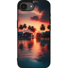 Coque iPhone 17e / 16e - Silicone rigide noir Paradis Maldives