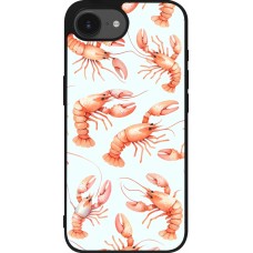 Coque iPhone 17e / 16e - Silicone rigide noir Pattern de homards pastels